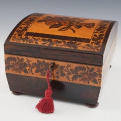 Tunbridge Ware Trinket Box with Floral Mosaics, c1865