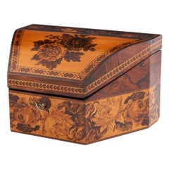 Tunbridge Ware Wedge Shaped Stationery Box, c1860