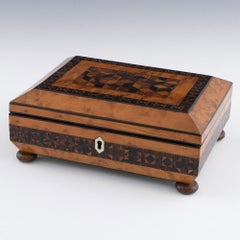 Tunbridge Ware Work Box with Perspective Cubes c1840