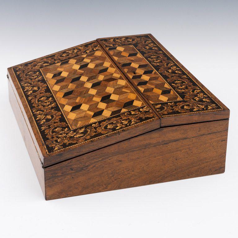 Mid-19th Century Tunbridge Ware Writing Slope by William Upton c1860 For Sale