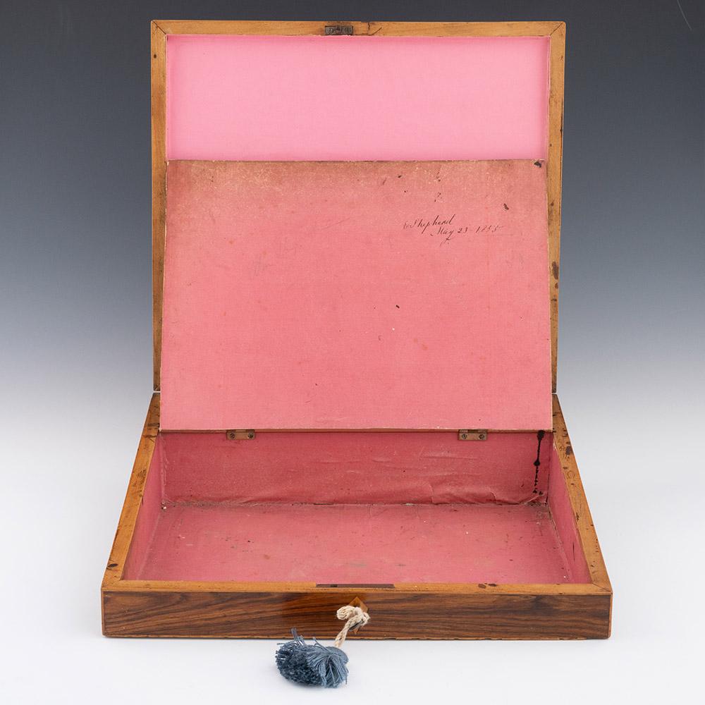 Tunbridge Ware Writing Slope with Cubework c1840 In Good Condition For Sale In Tunbridge Wells, GB