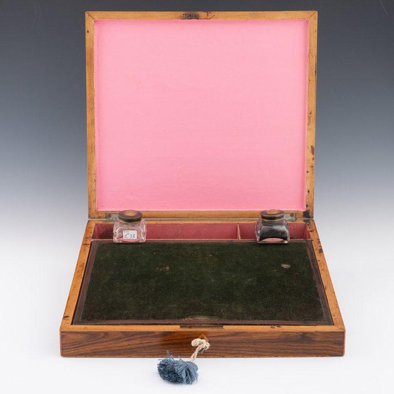 Mid-19th Century Tunbridge Ware Writing Slope with Cubework c1840 For Sale