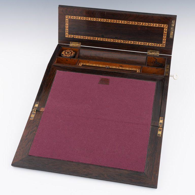 British Tunbridge Ware Writing Slope with Image of Tonbridge Castle For Sale