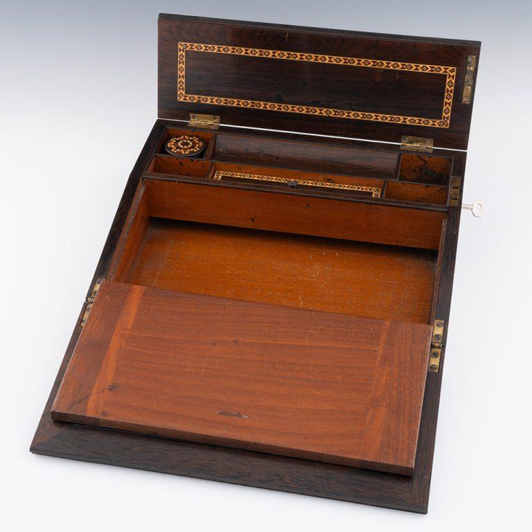 Tunbridge Ware Writing Slope with Image of Tonbridge Castle In Good Condition For Sale In Tunbridge Wells, GB