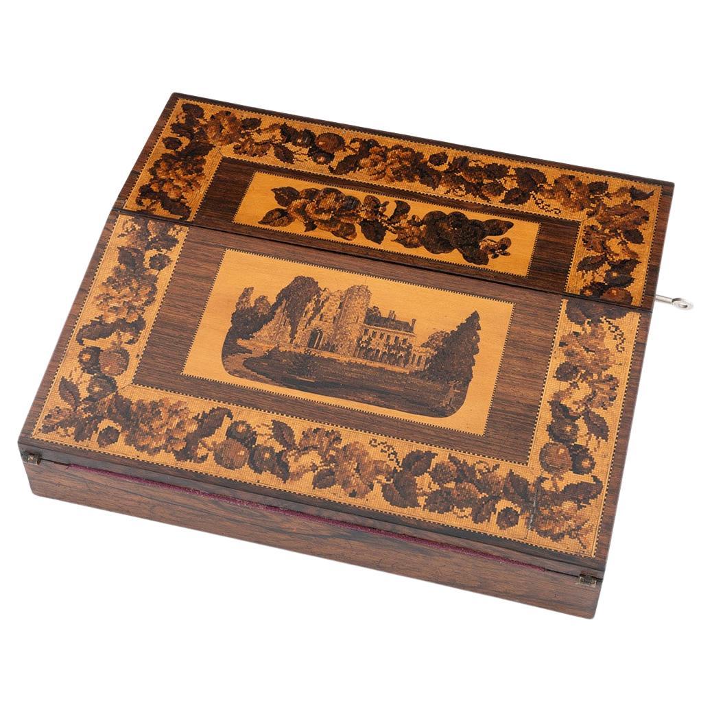 Pendiente de escritura de Tunbridge Ware con imagen del castillo de Tonbridge