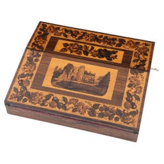 Pendiente de escritura de Tunbridge Ware con imagen del castillo de Tonbridge