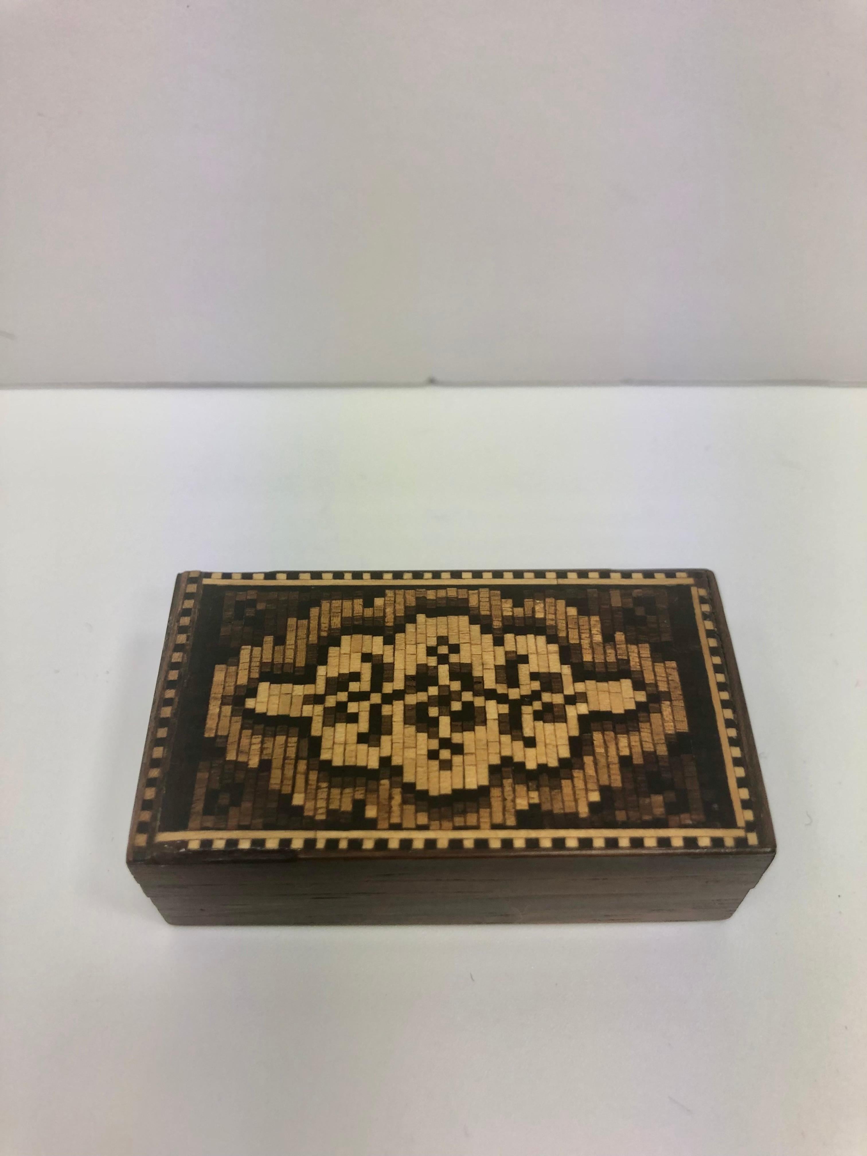 Tunbridge Wooden Trinket Box England 1850s For Sale 1