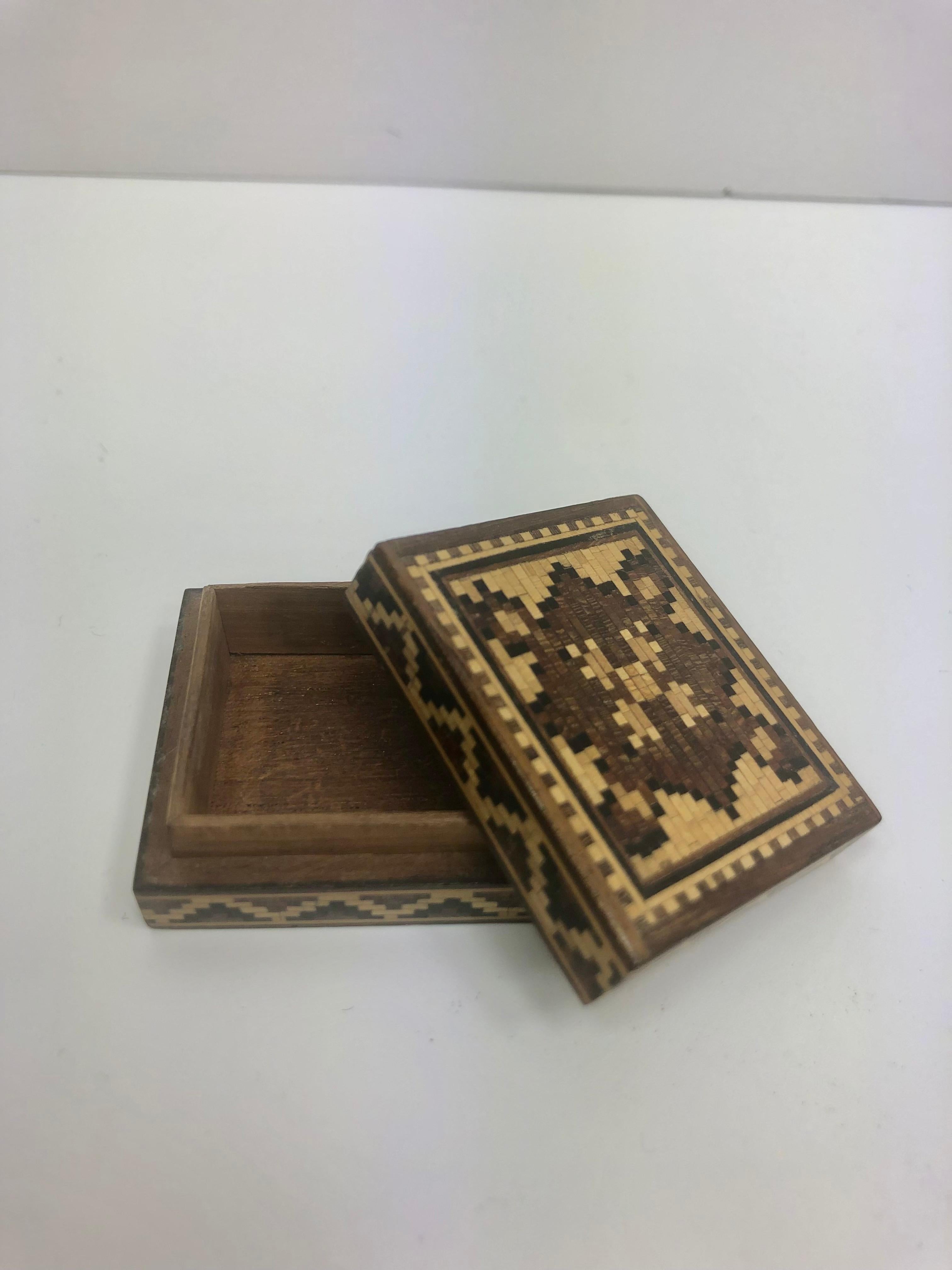 Mosaic Tunbridge Wooden Trinket Box England, 1870 For Sale