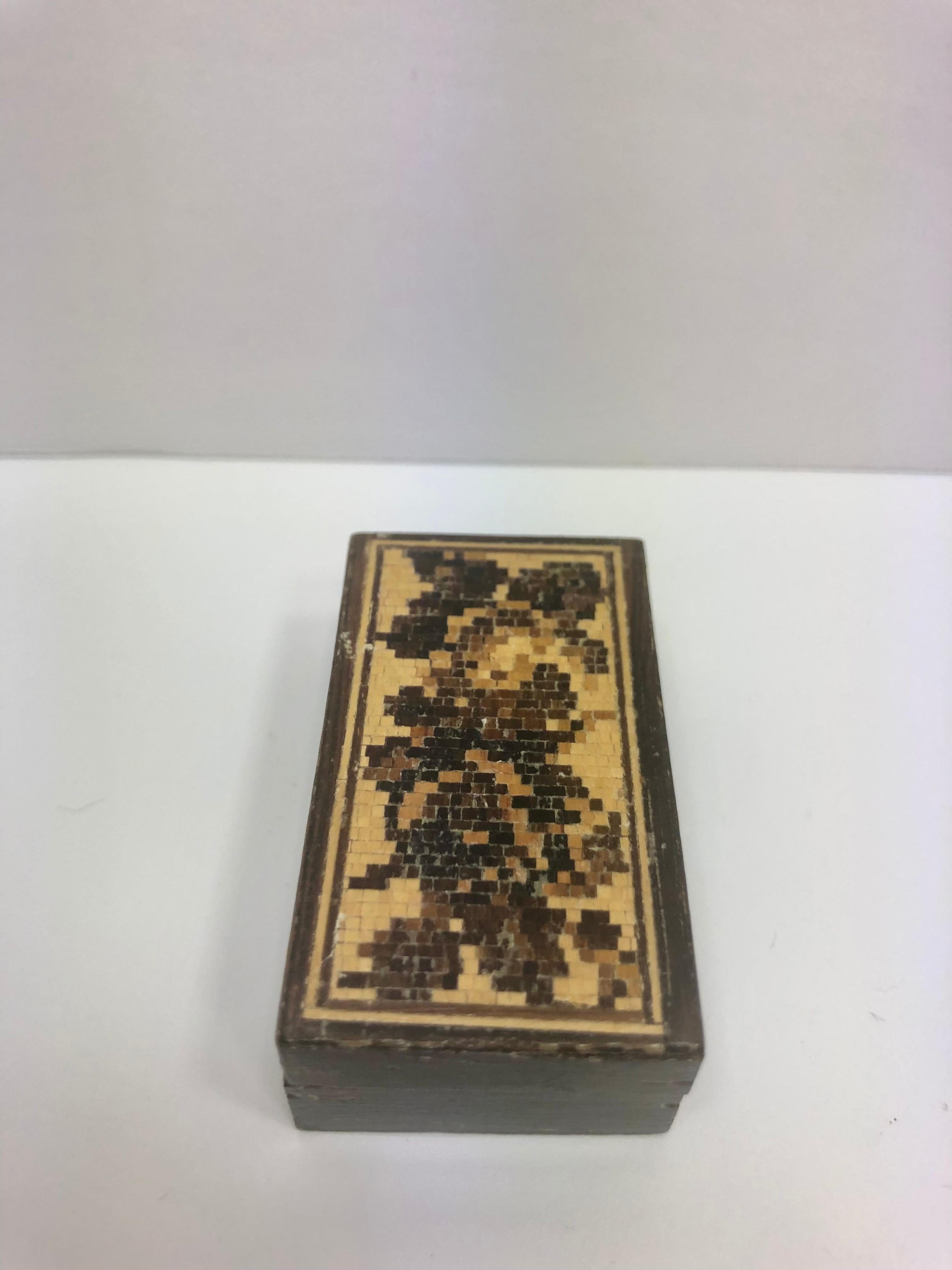 19th Century Tunbridge Wooden Trinket Box England 1870 For Sale