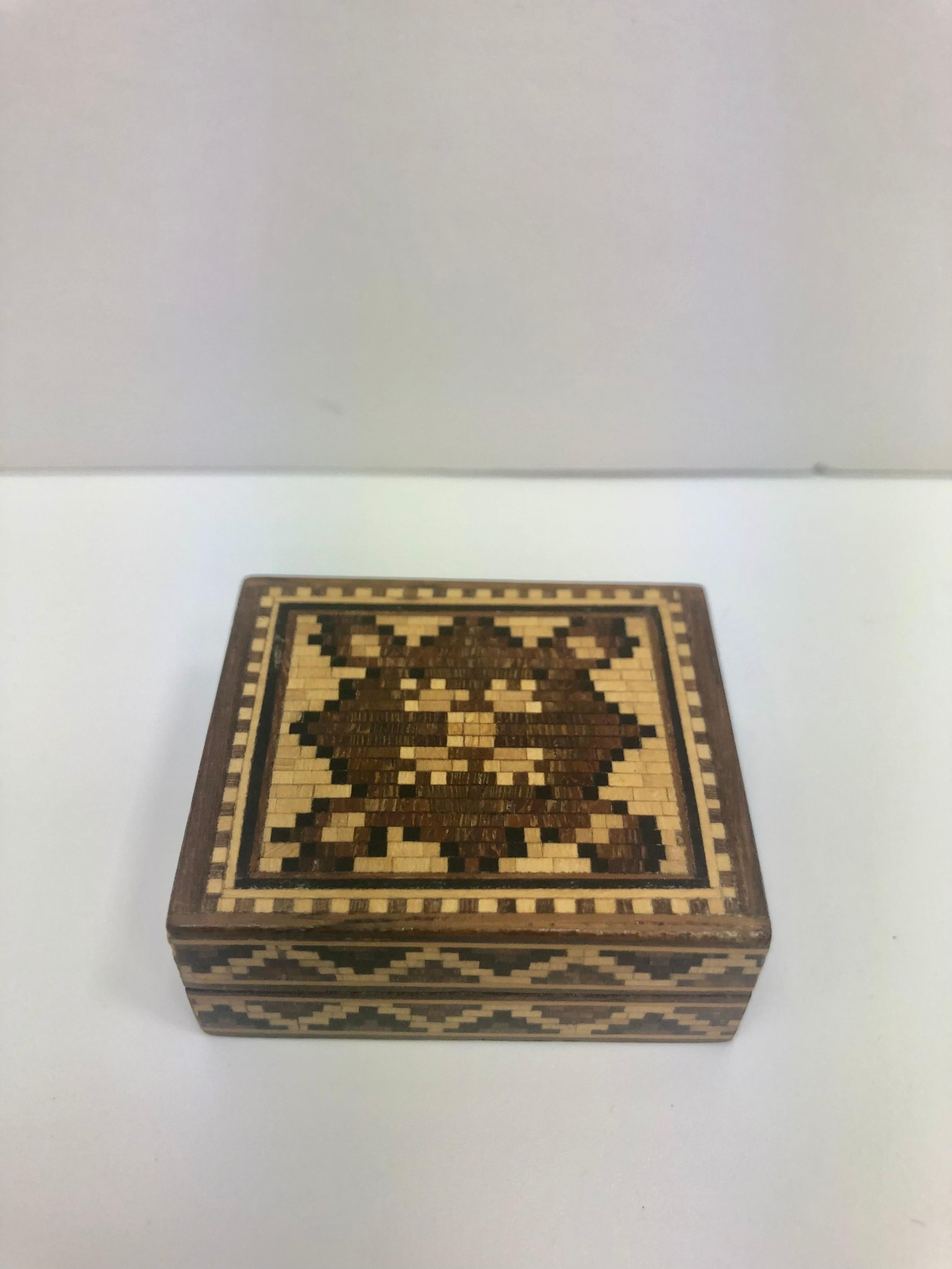 19th Century Tunbridge Wooden Trinket Box England, 1870 For Sale