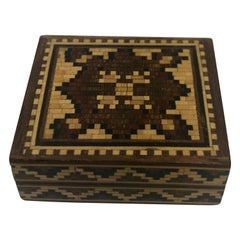 Caja de baratijas de madera Tunbridge Inglaterra, 1870