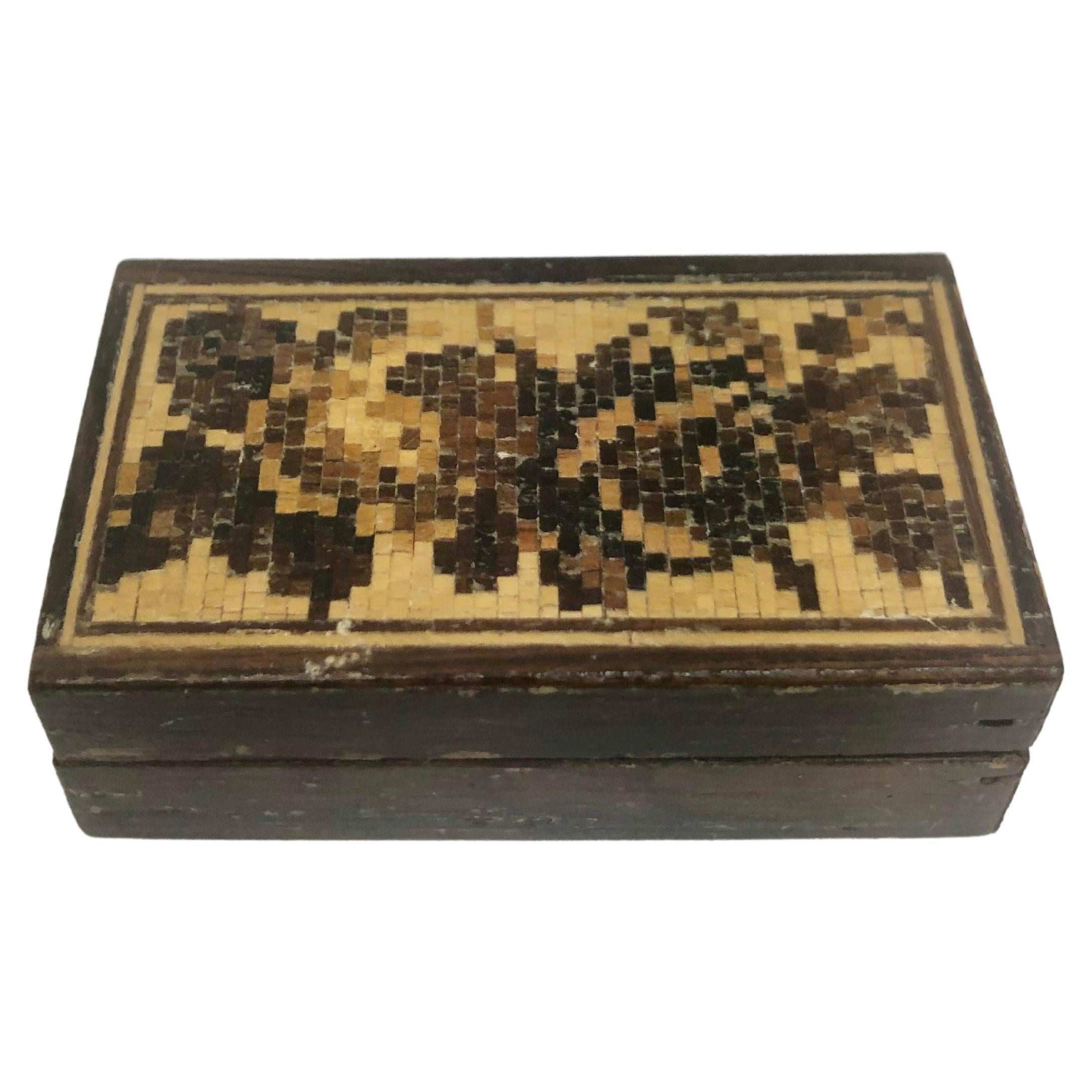 Tunbridge Holzkoffer mit Schachtel, England 1870