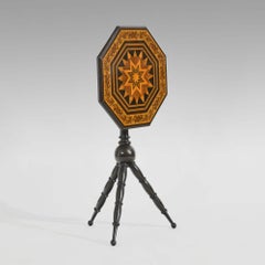 Tunbridgeware octagonal coromandel parquetry tripod table by Thomas Barton