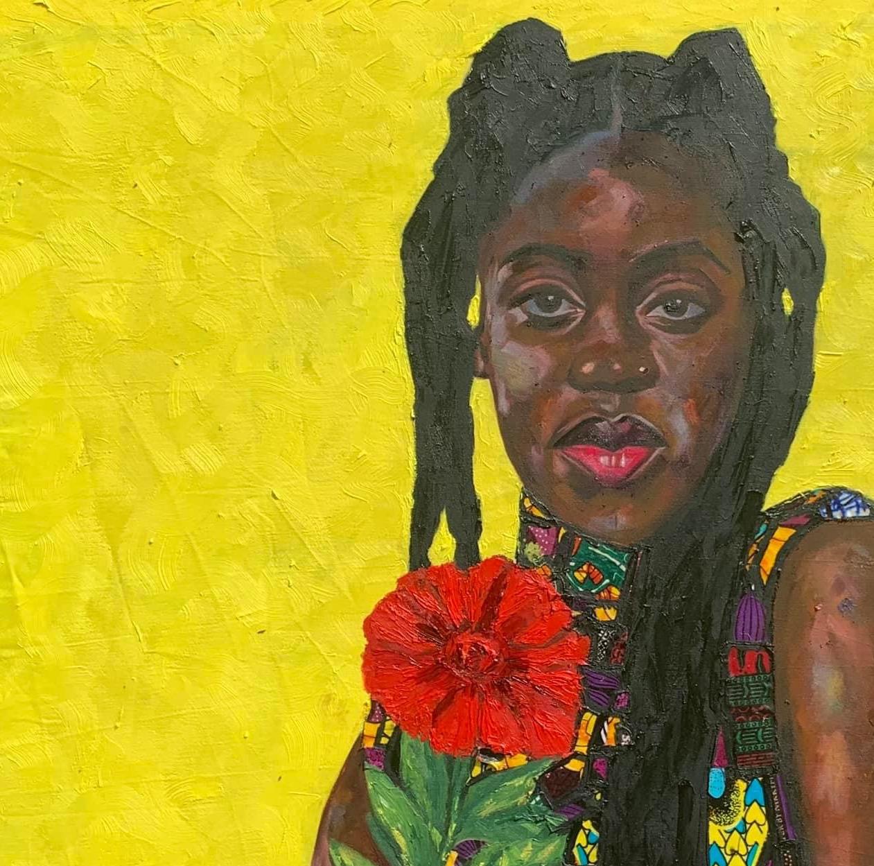African Radiant: Celebration of Beauty and Joy  - Painting by Bakare Abubakri-sideeq Babatunde