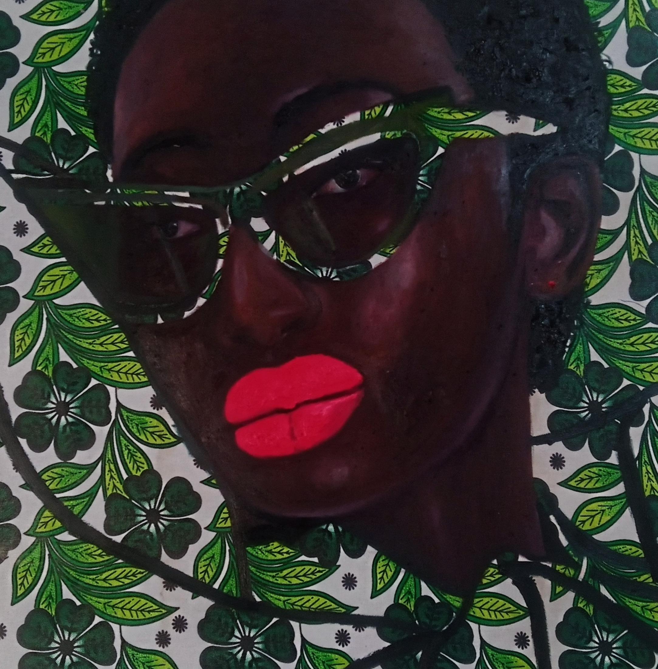 Beauty in Her Space - Contemporary Painting by Bakare Abubakri-sideeq Babatunde