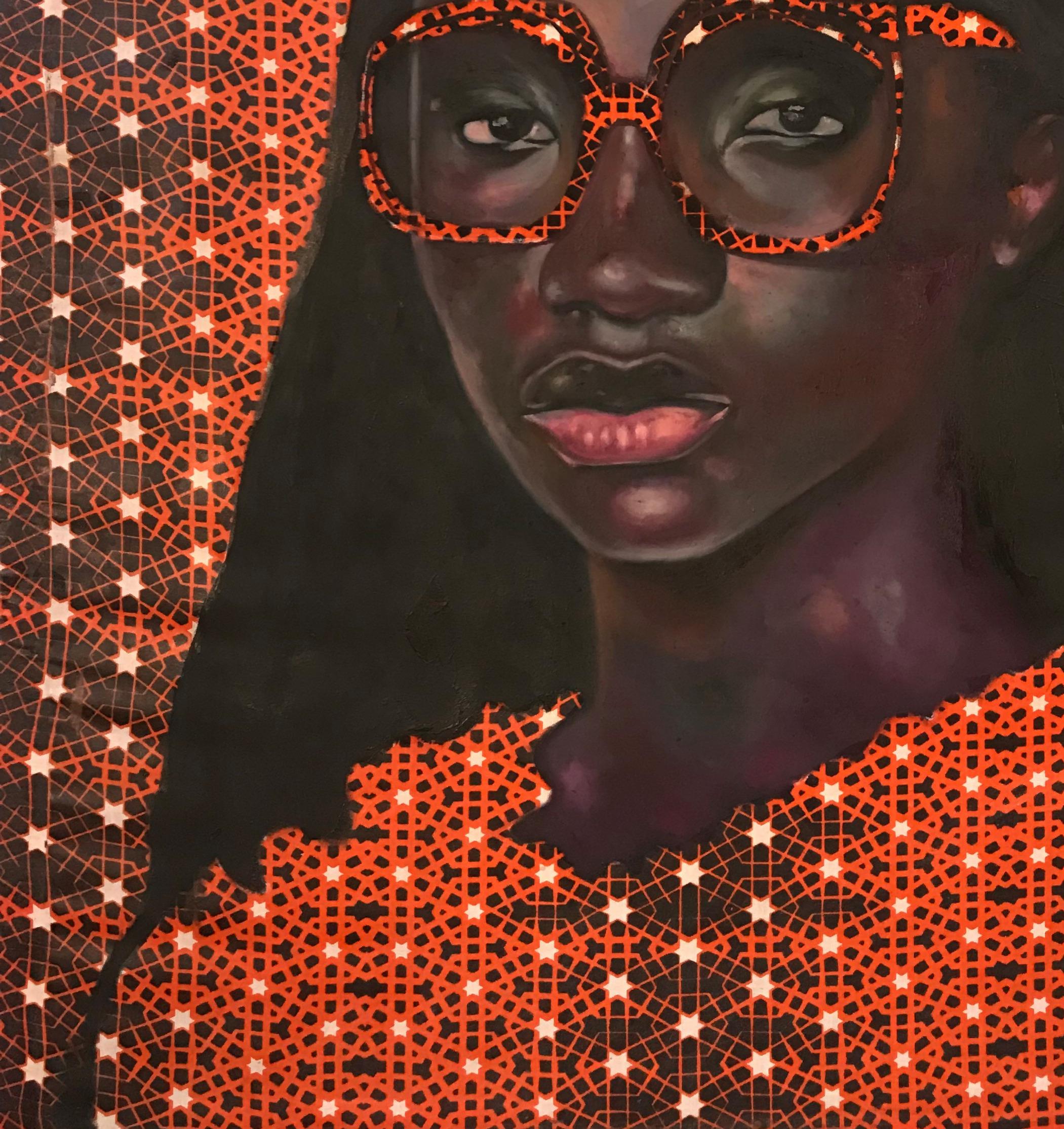 Beauty is What I Posessed - Brown Figurative Painting by Bakare Abubakri-sideeq Babatunde