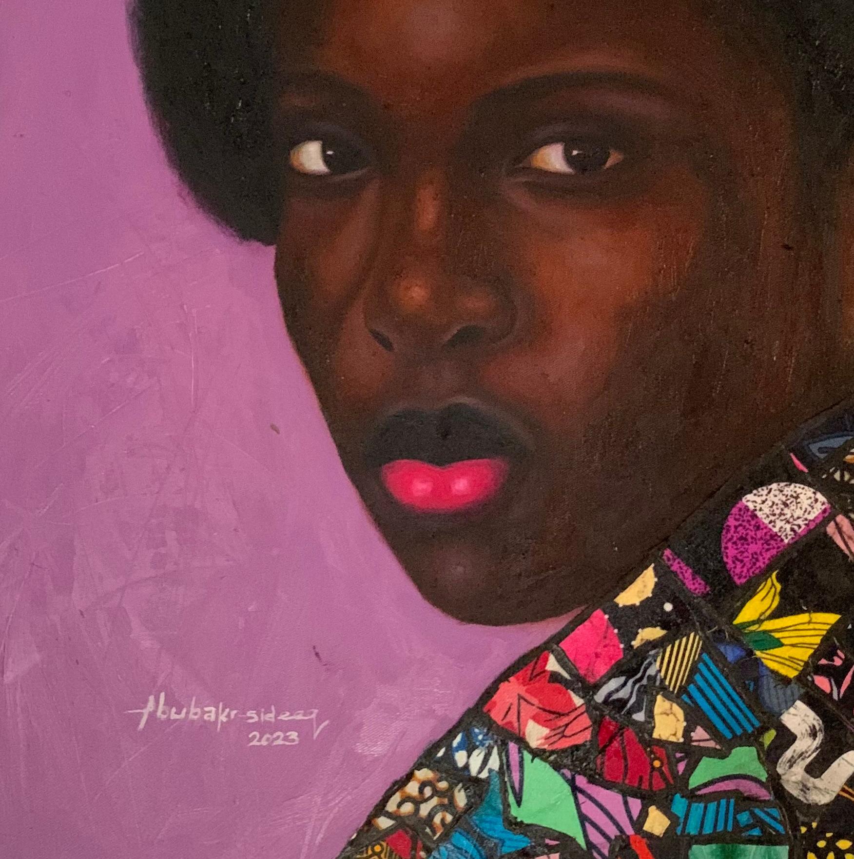 Courageous Spirit - Black Figurative Painting by Bakare Abubakri-sideeq Babatunde