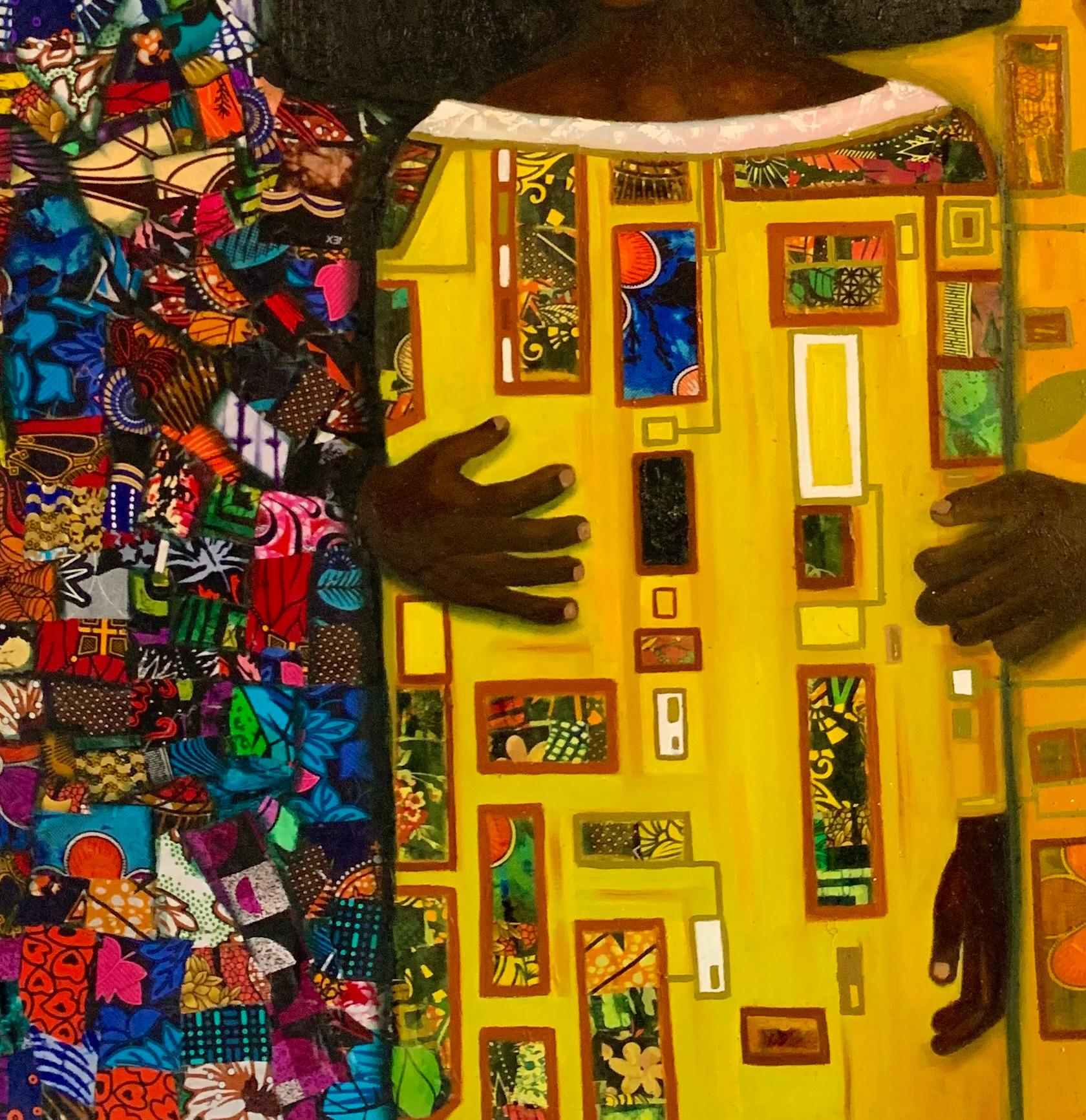Die Umarmung der Ewigkeit (Braun), Figurative Painting, von Bakare Abubakri-sideeq Babatunde