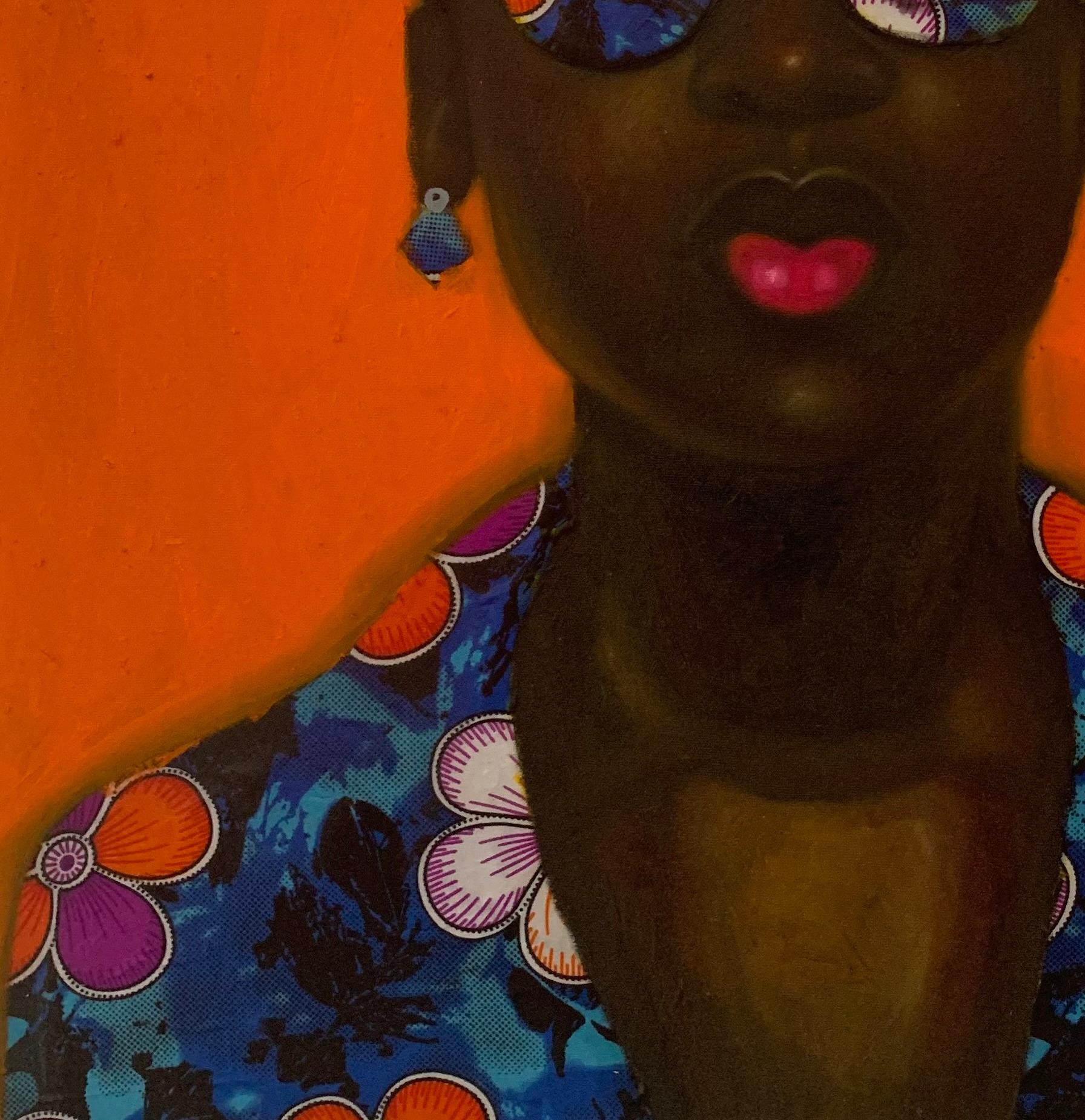 Guardare attraverso Ankara 2 - Portrait Painting Nero di Bakare Abubakri-sideeq Babatunde
