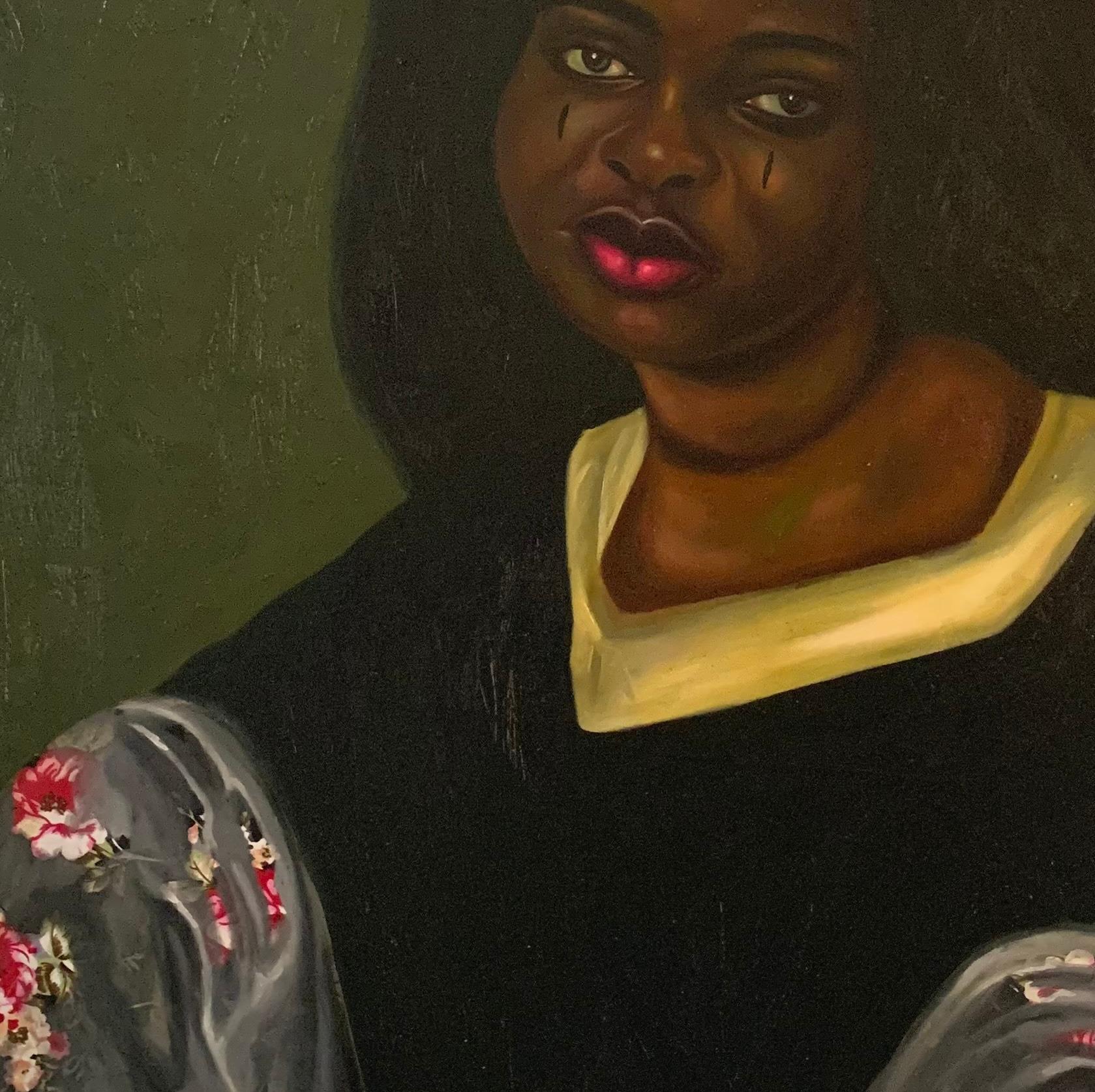 Identità tribale - Figurative Painting Nero di Bakare Abubakri-sideeq Babatunde