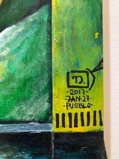 „Diogenees“ von Tunde Darvay, Acrylgemälde auf Holz, 2017