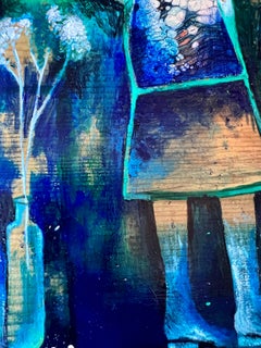 "Small Town Couple", 2020; 14.5" x 15"; Acrylic on Recycled Wood Panel