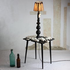 Tundra - Sculptured Lighting, Floor Lamp from Reclaimed Burned Wood and Marble