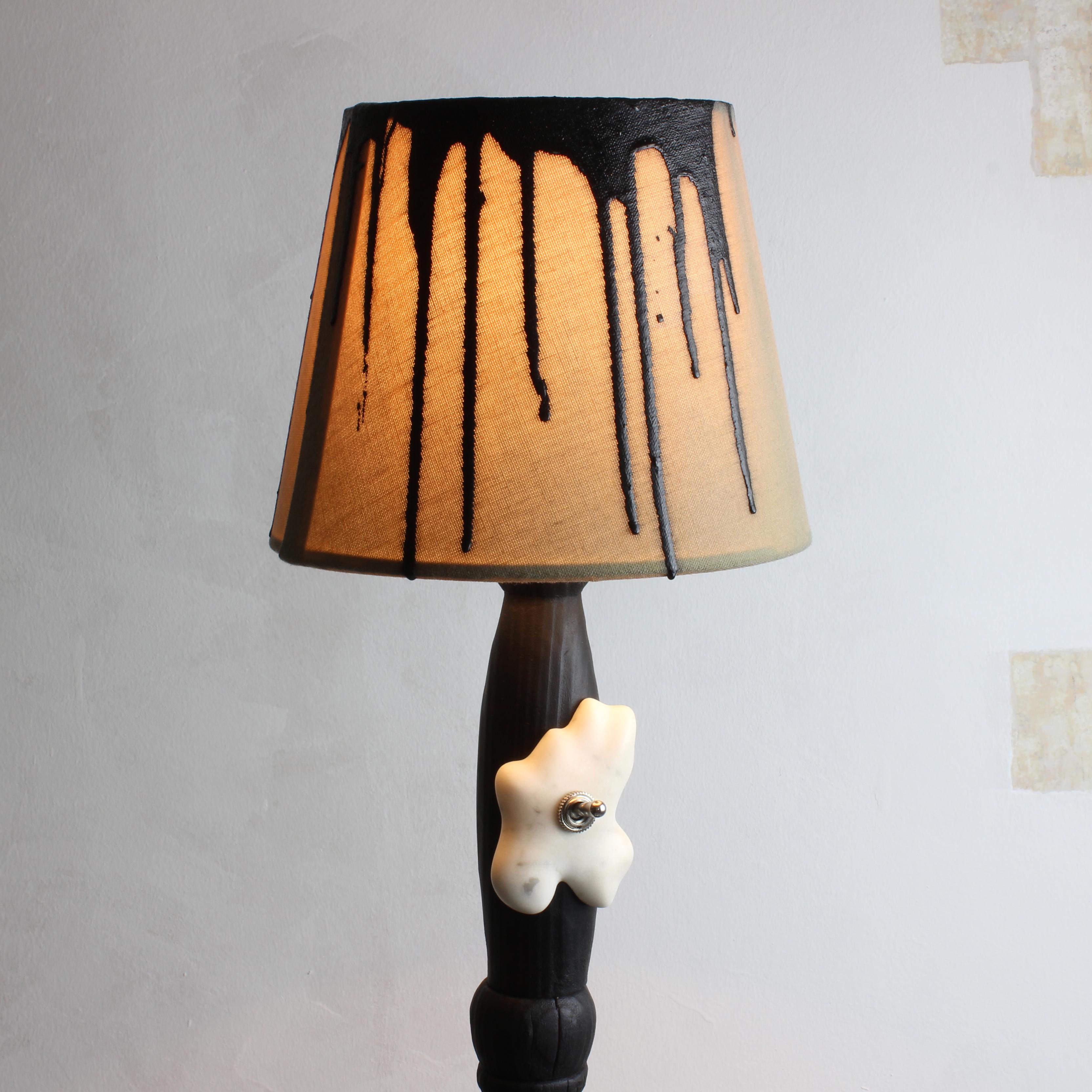 Tundra - Sculptured Lighting, Floor Lamp from Reclaimed Burned Wood and Marble In New Condition For Sale In Budapest, HU