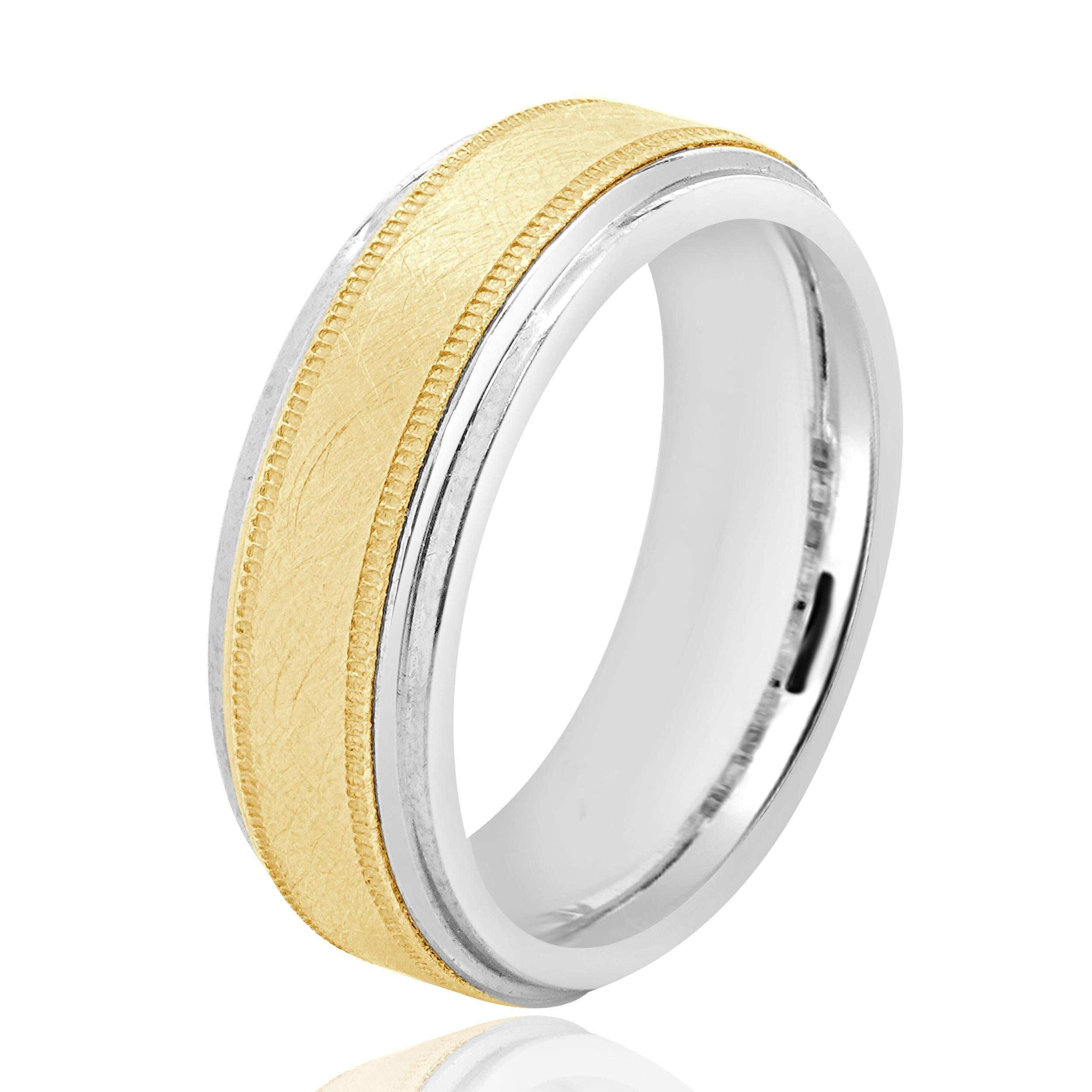 Tungsten & 10 Karat Yellow Gold Inlay 8mm Band In Excellent Condition In Scottsdale, AZ