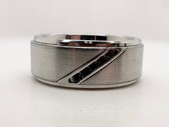 Anneau en carbure de tungstène avec diamant noir pour homme taille 8