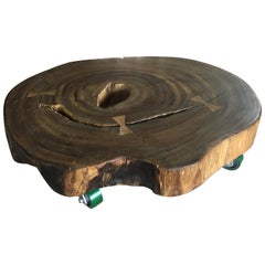Tunica Wooden Slab Coffee Table on Casters