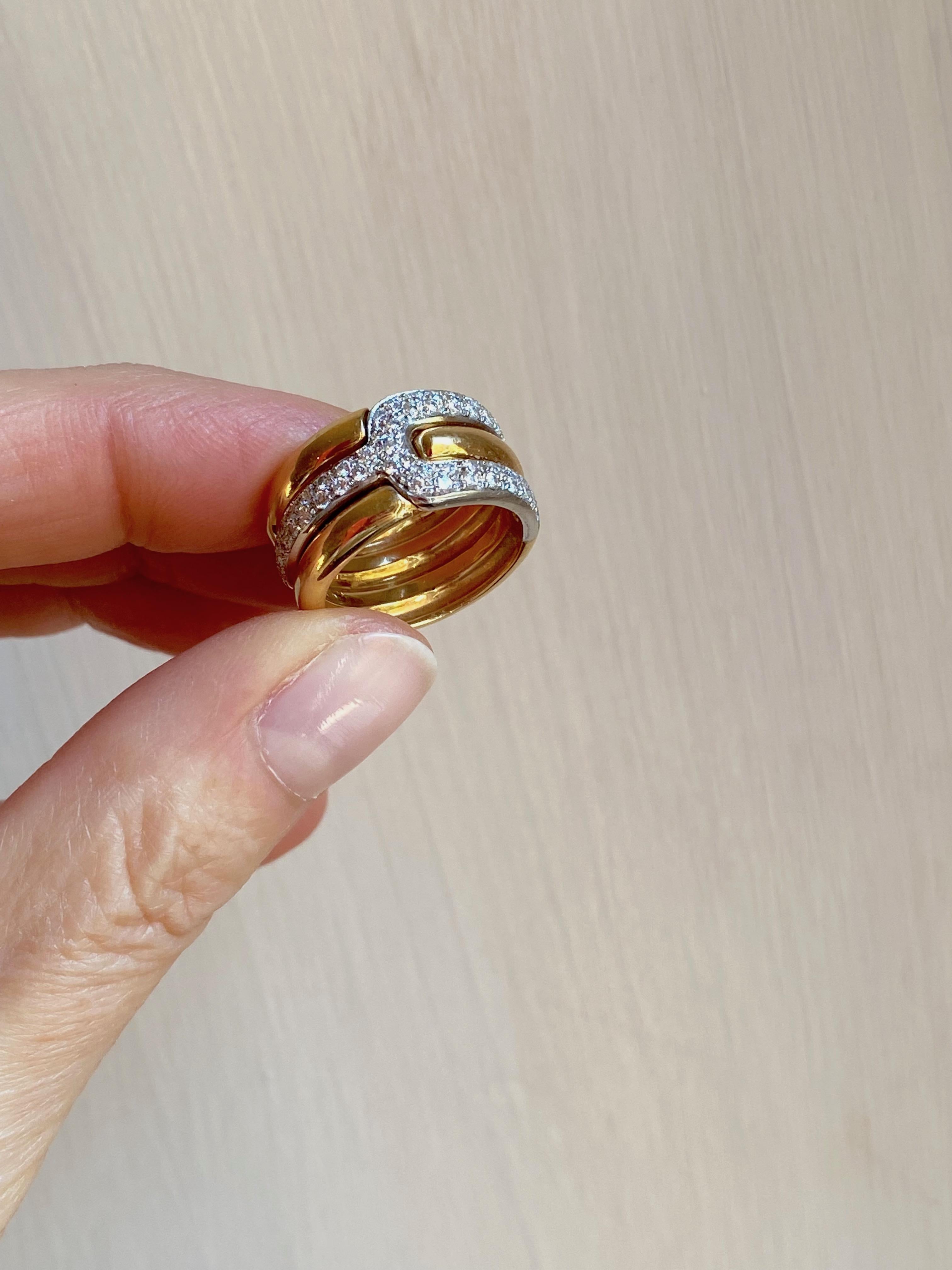 Rossella Ugolini 18 Karat Yellow Gold 0.70 Carat White Diamonds Band Ring For Sale 4
