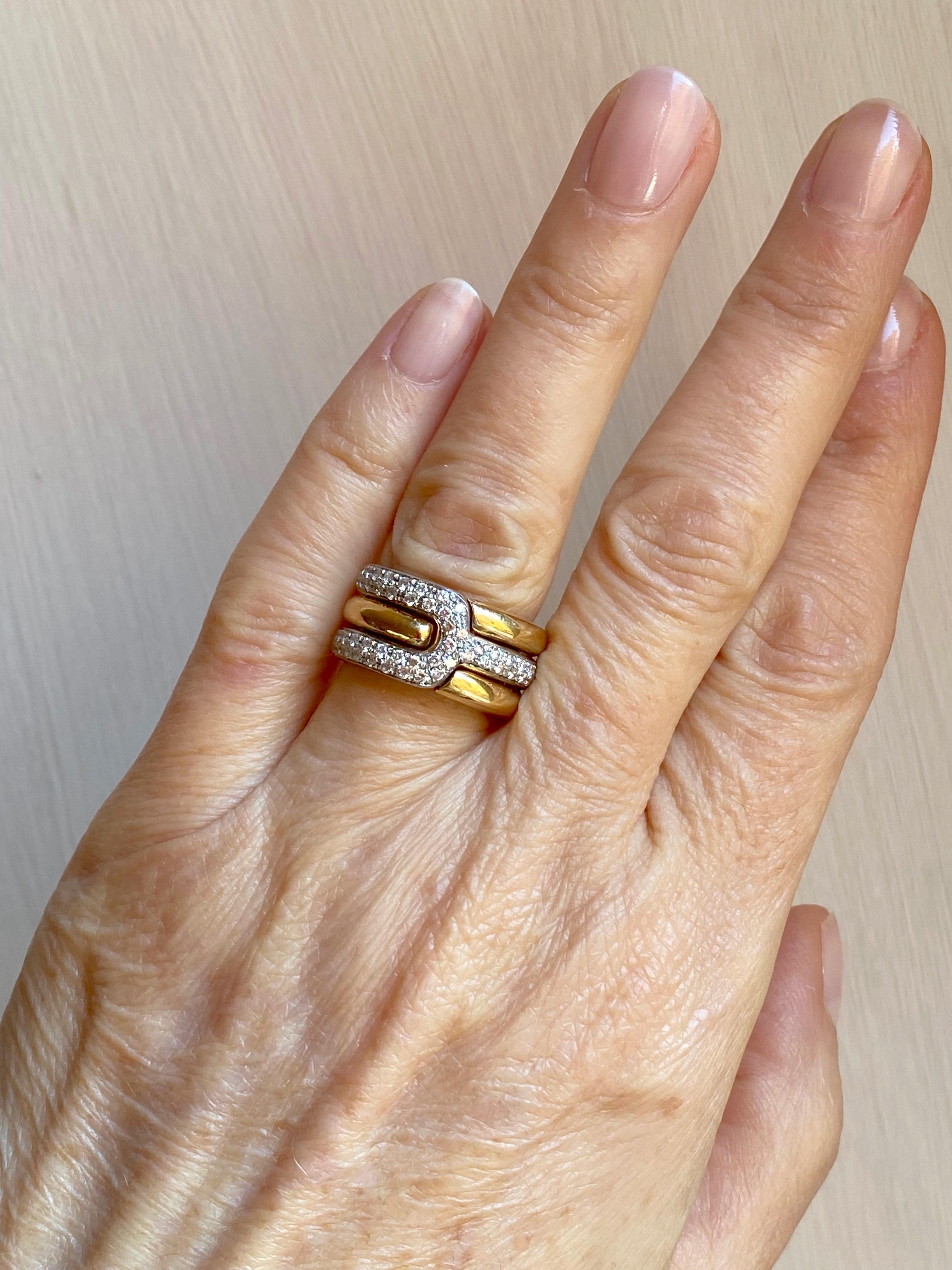 Introducing the Rossella Ugolini Modern Band Ring  a symphony of elegance in 18k gold. This extraordinary piece weaves a beautiful melody with 0,70 Carats pavé White Diamonds, creating a visual masterpiece.

Crafted in 18k yellow gold, the band