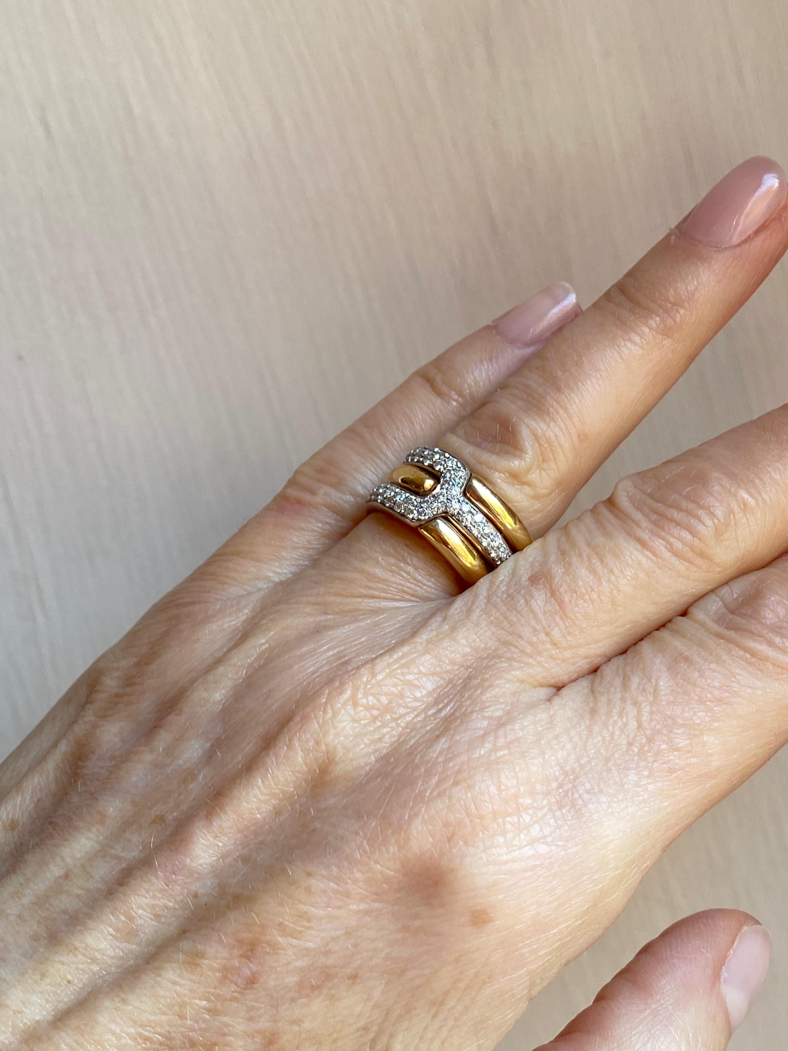 Modern Rossella Ugolini 18 Karat Yellow Gold 0.70 Carat White Diamonds Band Ring For Sale