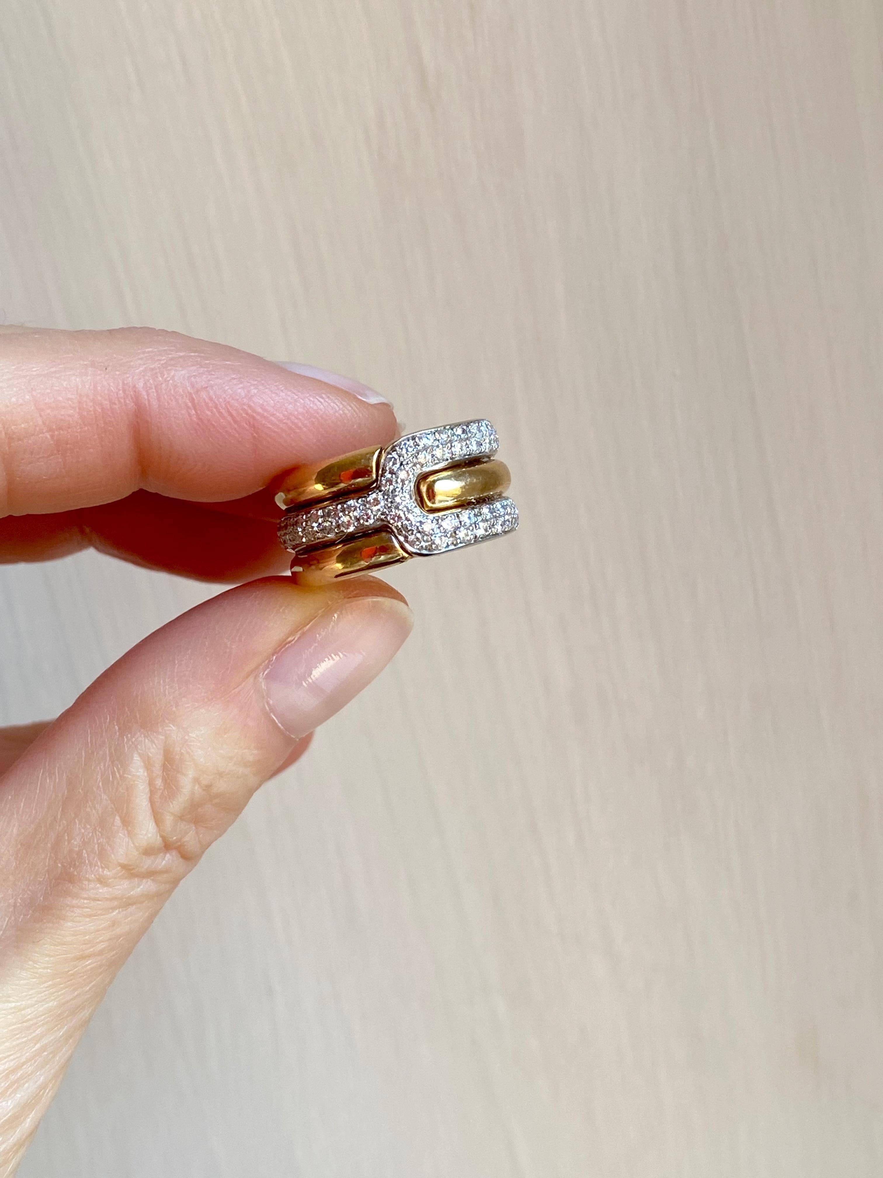 Brilliant Cut Rossella Ugolini 18 Karat Yellow Gold 0.70 Carat White Diamonds Band Ring For Sale