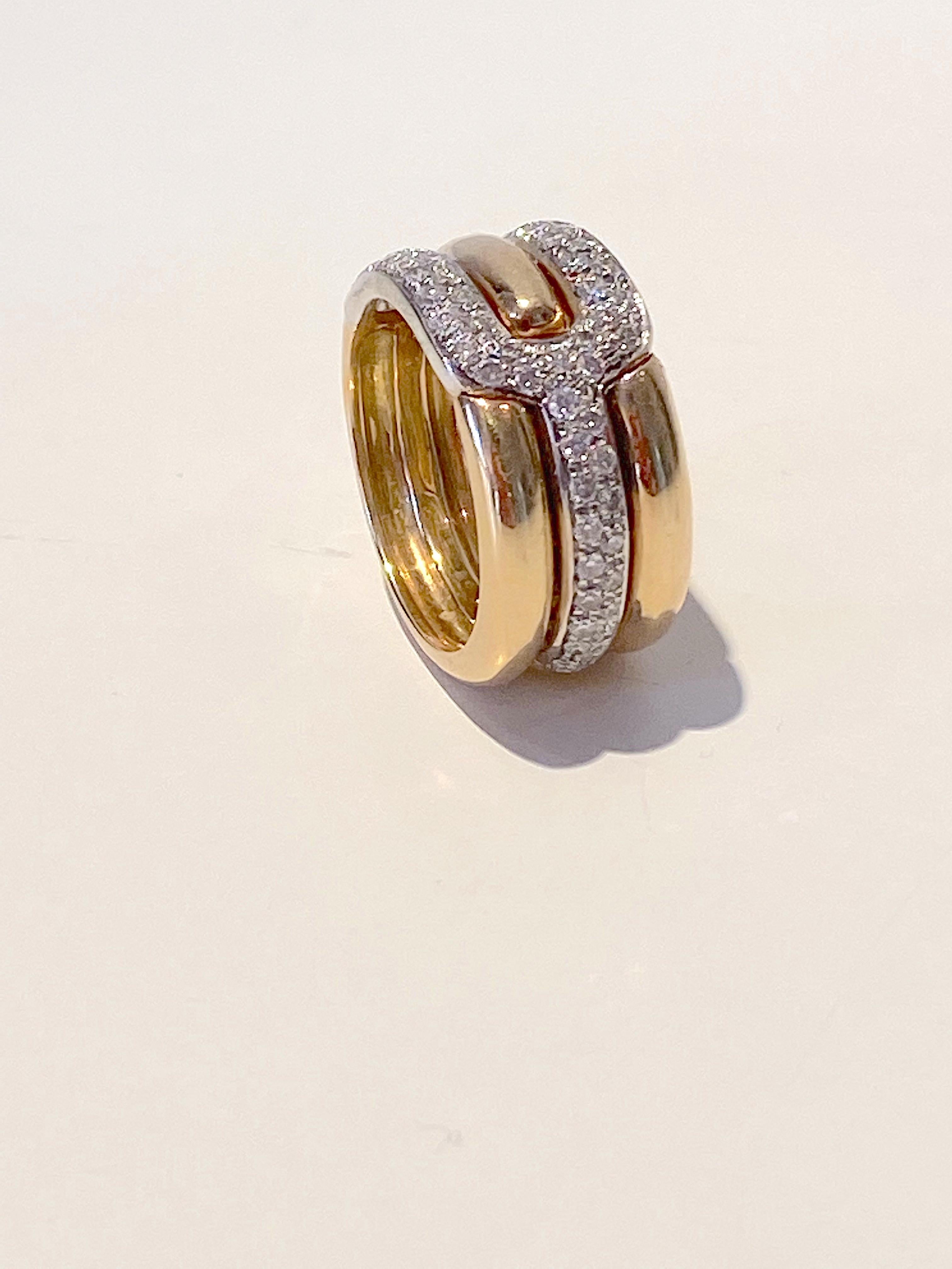 Rossella Ugolini 18 Karat Yellow Gold 0.70 Carat White Diamonds Band Ring In New Condition For Sale In Rome, IT