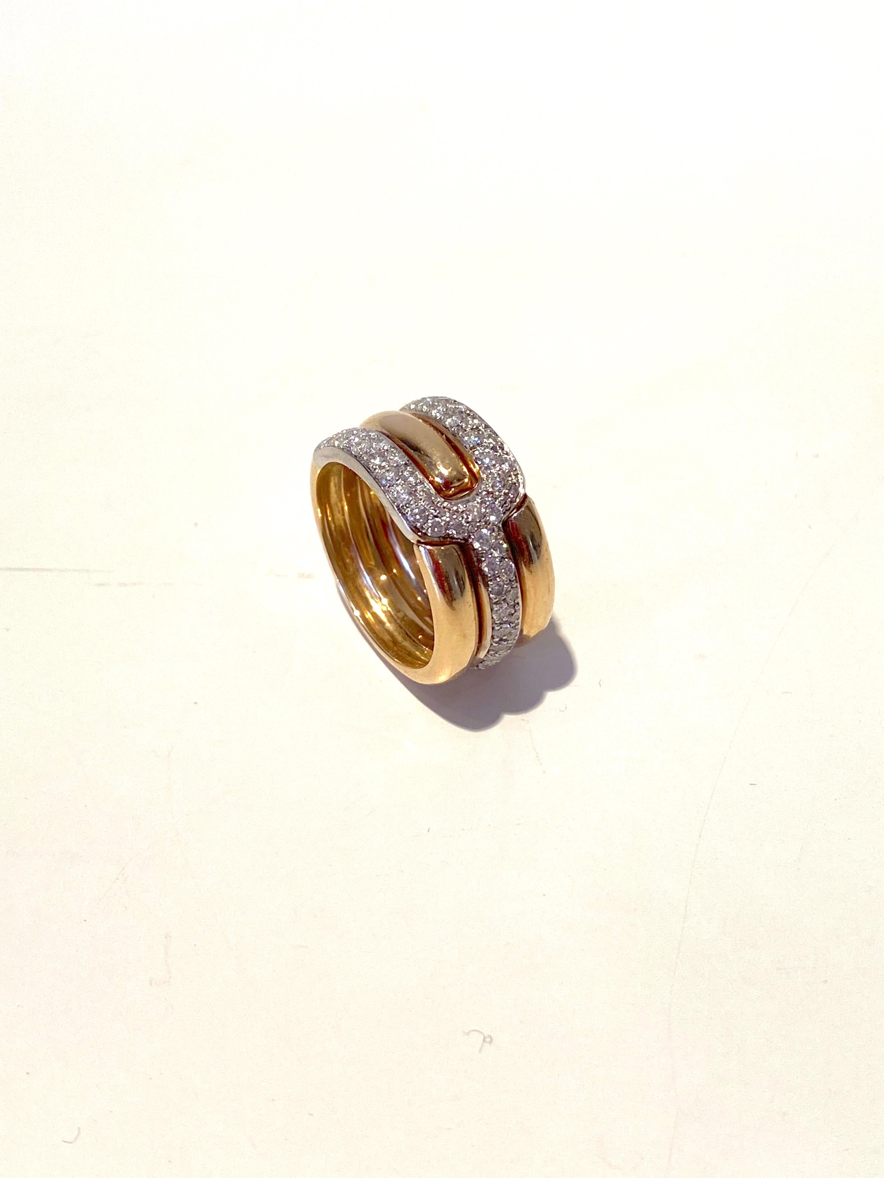 Rossella Ugolini 18 Karat Yellow Gold 0.70 Carat White Diamonds Band Ring For Sale 1