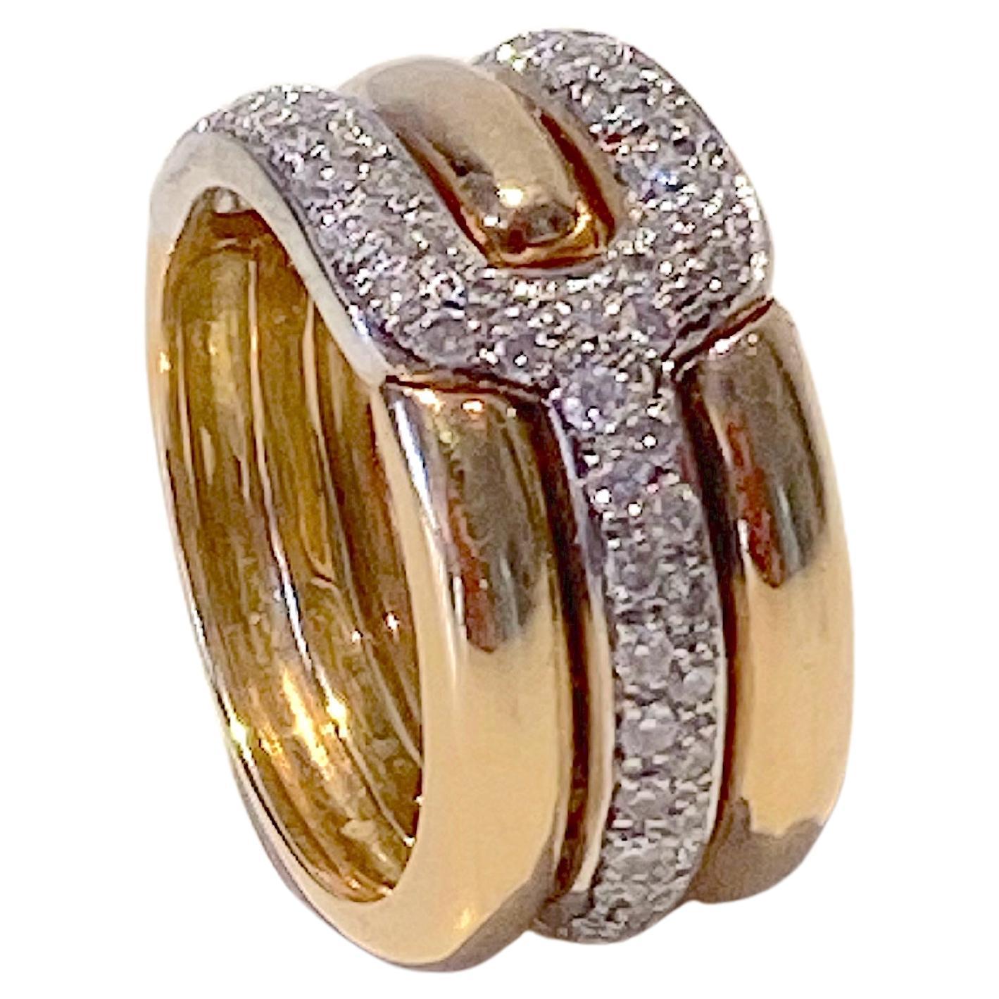 Rossella Ugolini 18 Karat Yellow Gold 0.70 Carat White Diamonds Band Ring For Sale