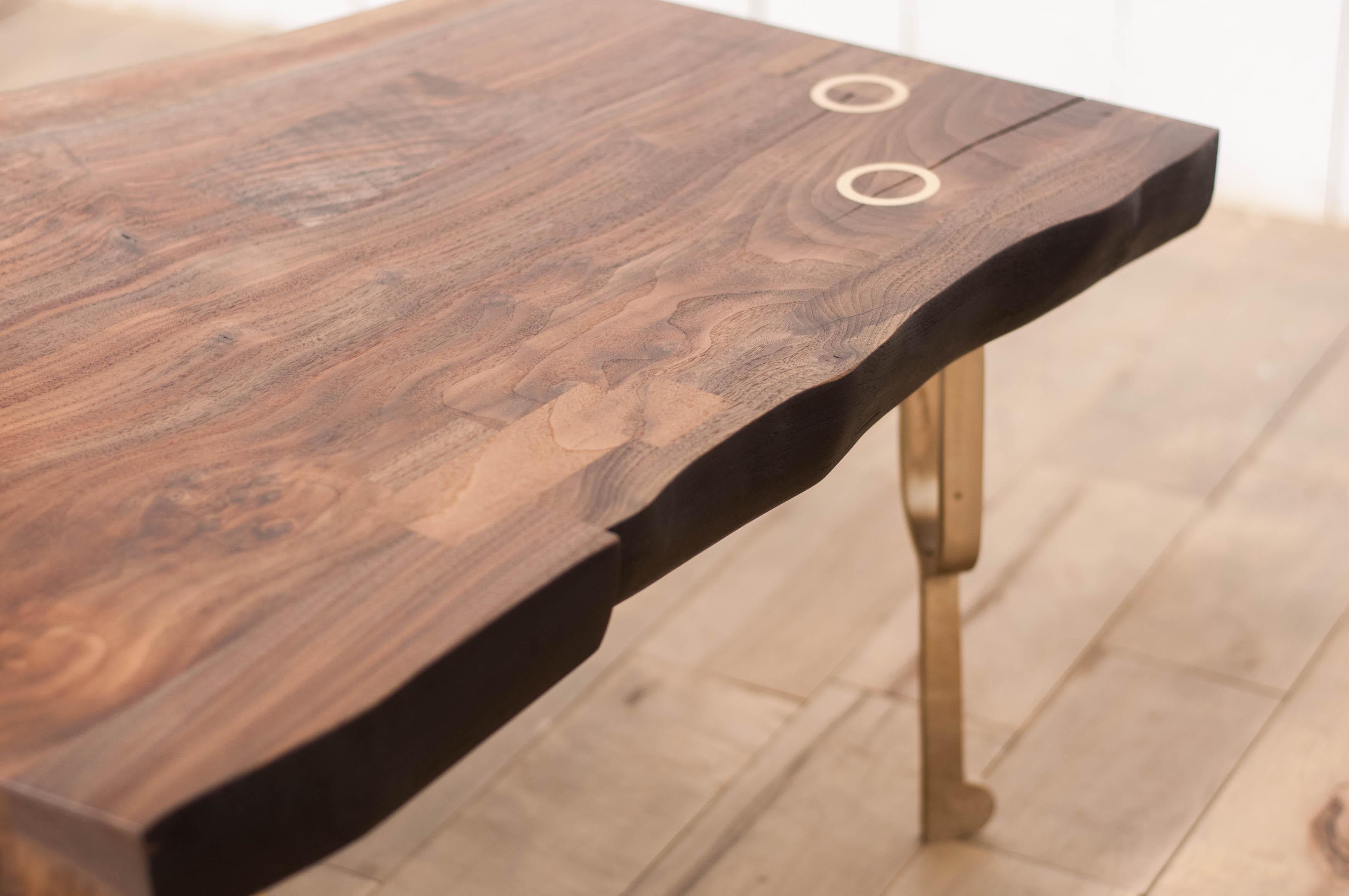 Tuning Fork Coffee Table in Satin Cast Bronze and Claro Walnut 4