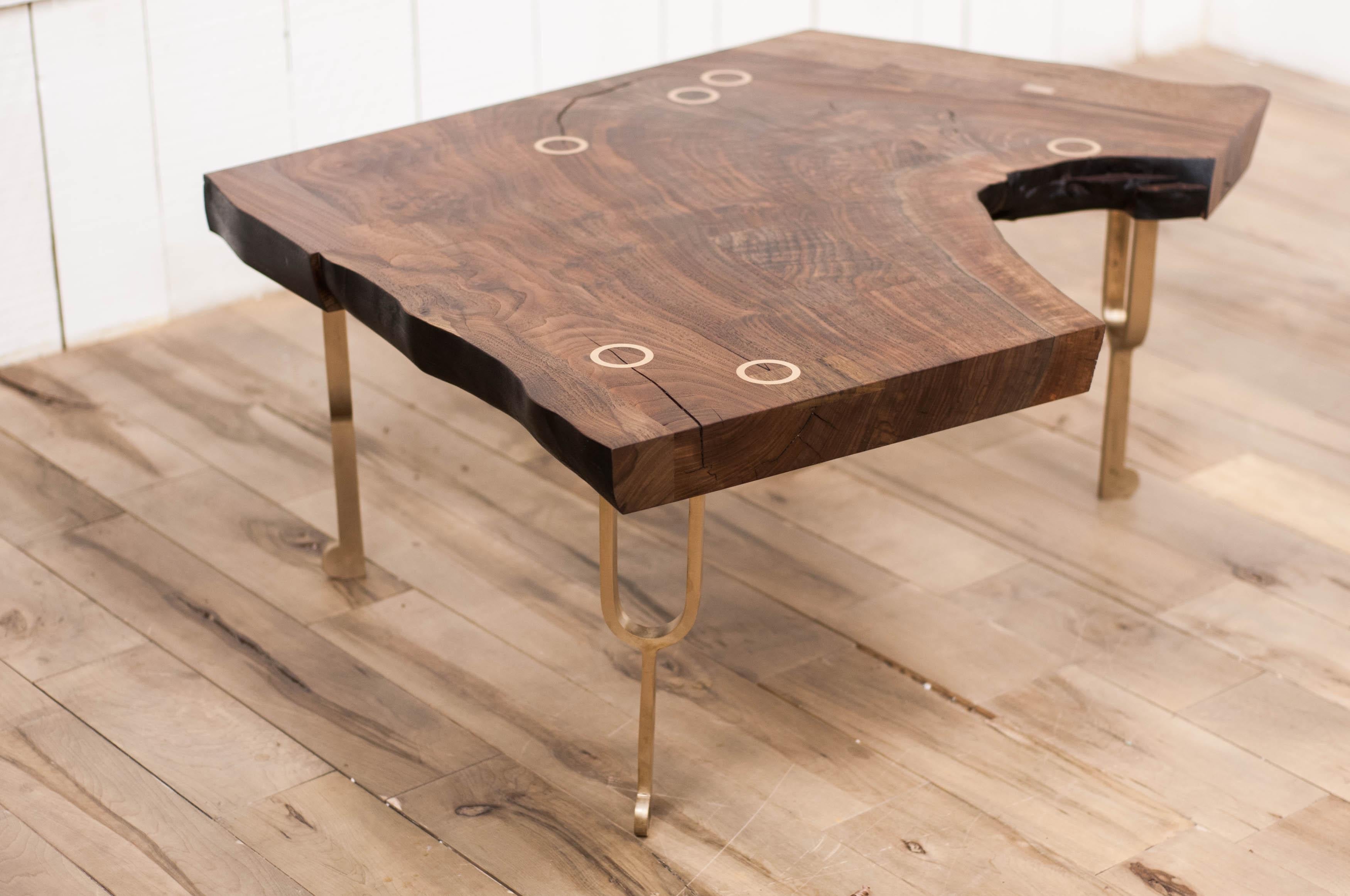 Tuning Fork Coffee Table in Satin Cast Bronze and Claro Walnut 1