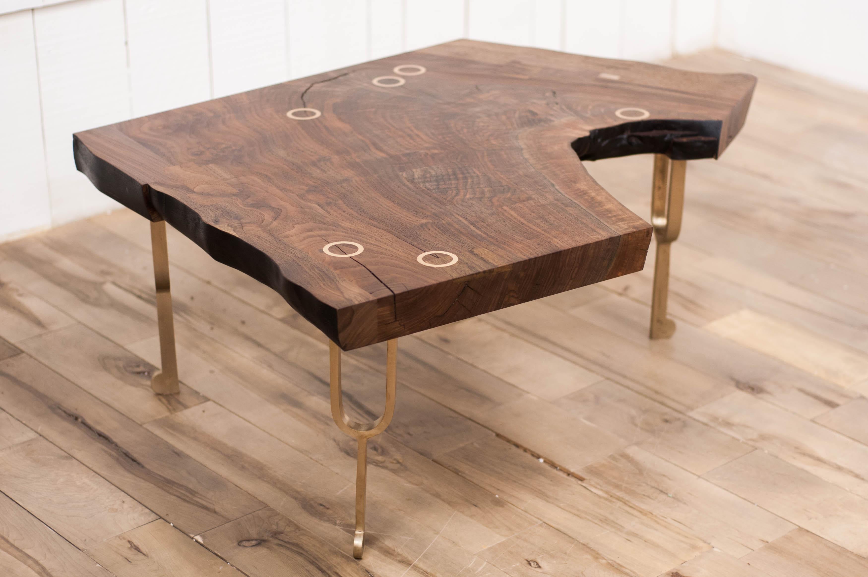 Tuning Fork Coffee Table in Satin Cast Bronze and Claro Walnut 2