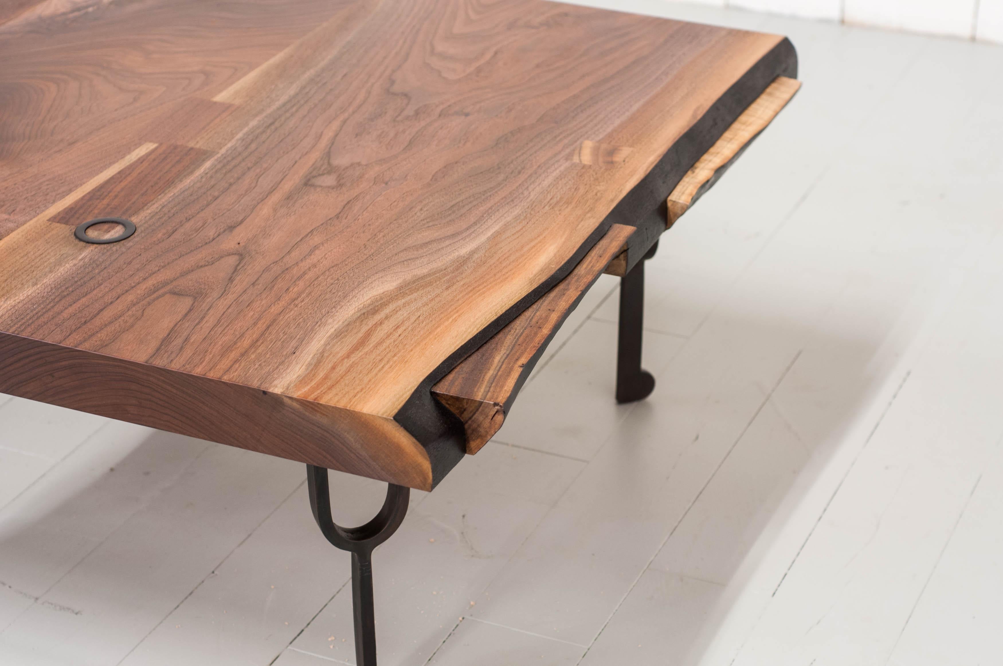 Canadian Tuning Fork Table in Walnut and Blackened Cast Bronze