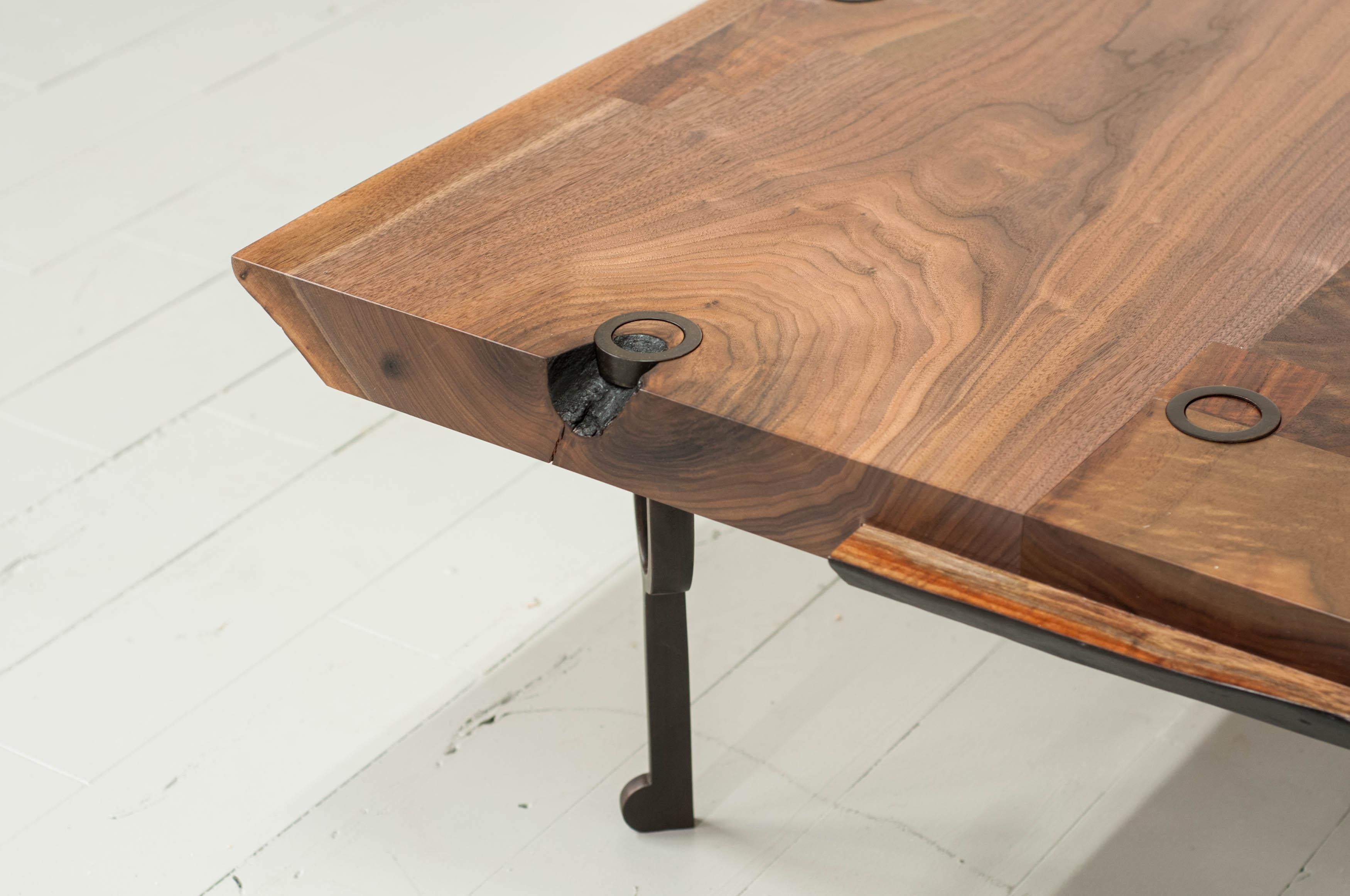 Tuning Fork Table in Walnut and Blackened Cast Bronze 3