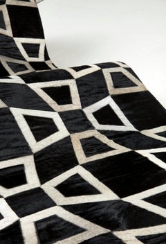 "Tunis Black" Contemporary Area Rug in Hair and Hide