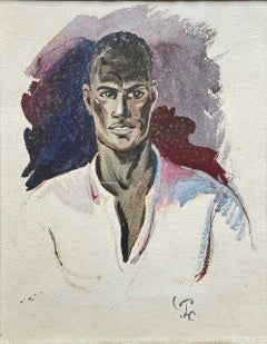 "Homme tunisien en chemise blanche", aquarelle des années 1930 de Porter Woodruff