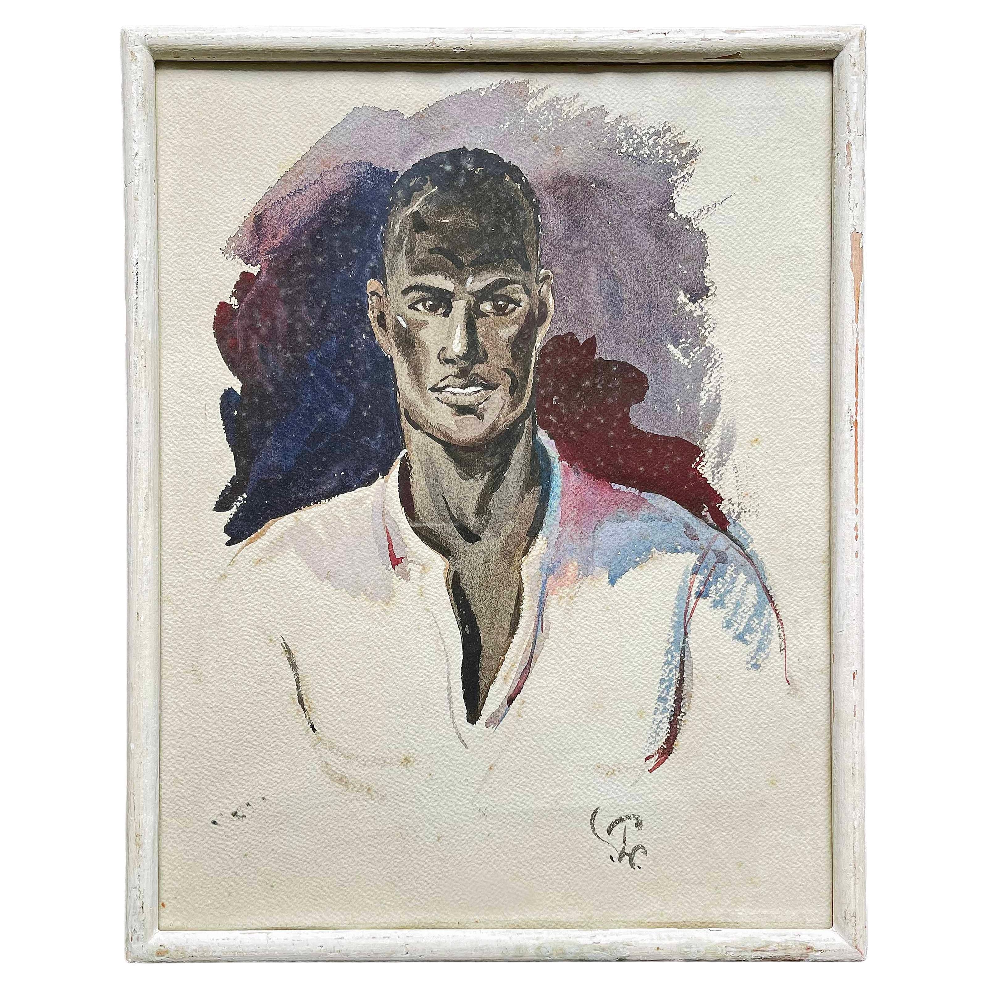 "Uomo tunisino in camicia bianca", acquerello del 1930 di Porter Woodruff