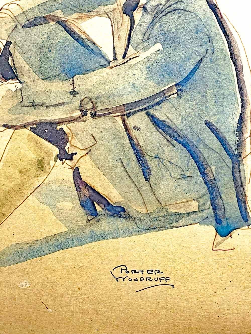 Este encantador retrato de un tunecino sentado con un kufi o casquete norteafricano, fue realizado en tinta y acuarela por Porter Woodruff, probablemente en la década de 1930.  Woodruff era conocido sobre todo por sus pinturas e ilustraciones para