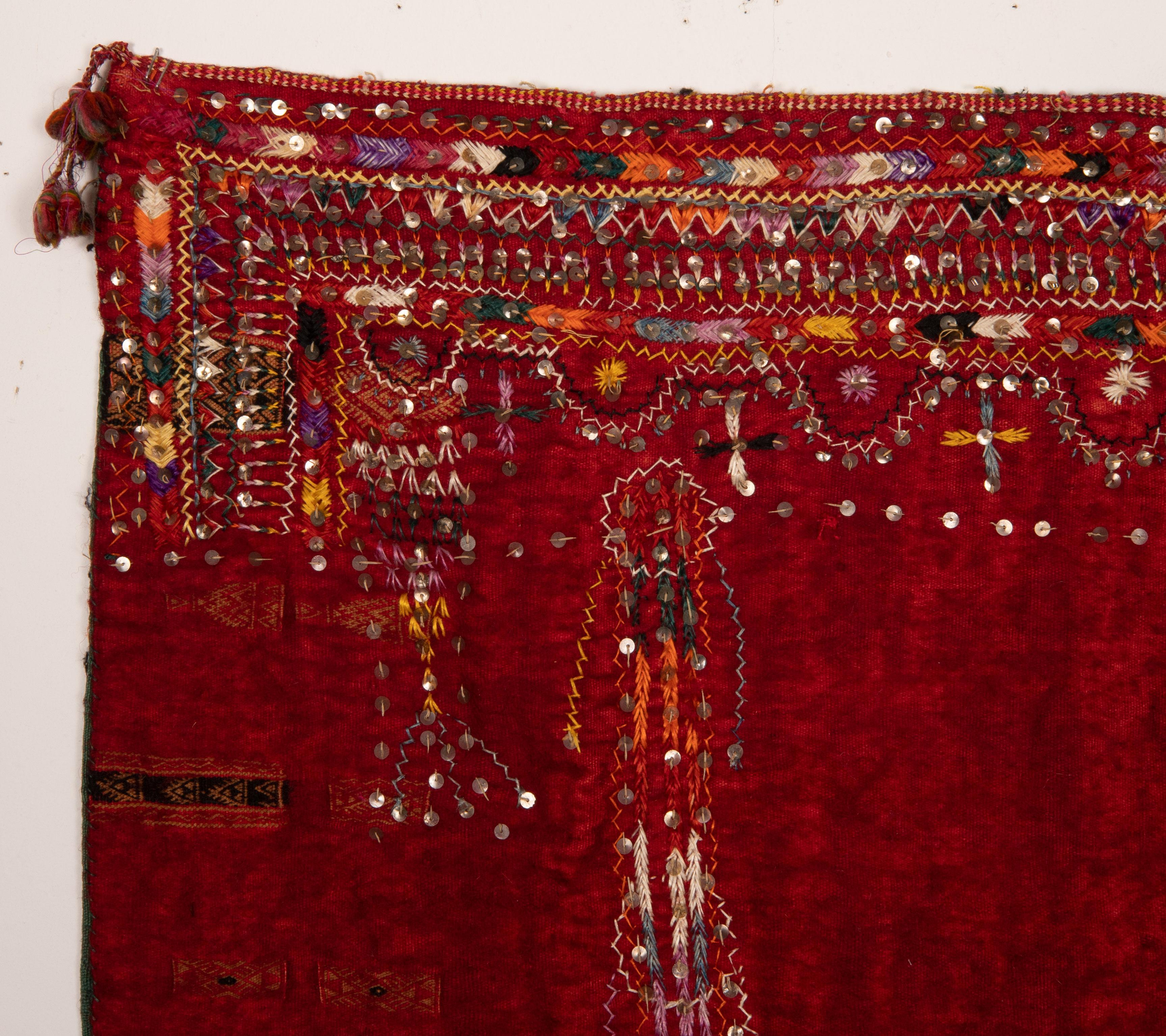 Tribal Tunisian Wool Wedding Shawl, Early 20th C. For Sale