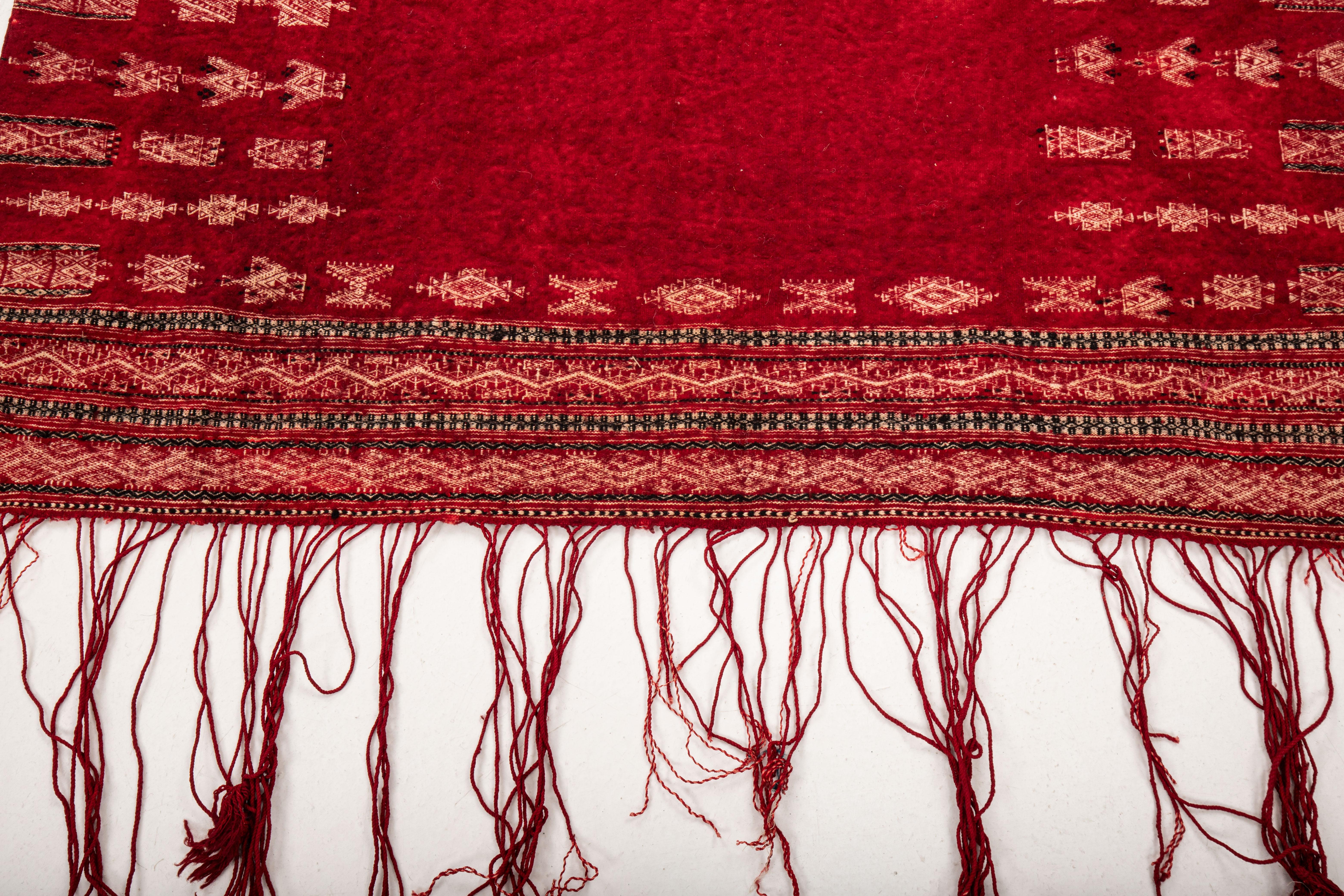 Tribal Tunisian Wool Wedding Shawl, Early 20th C. For Sale