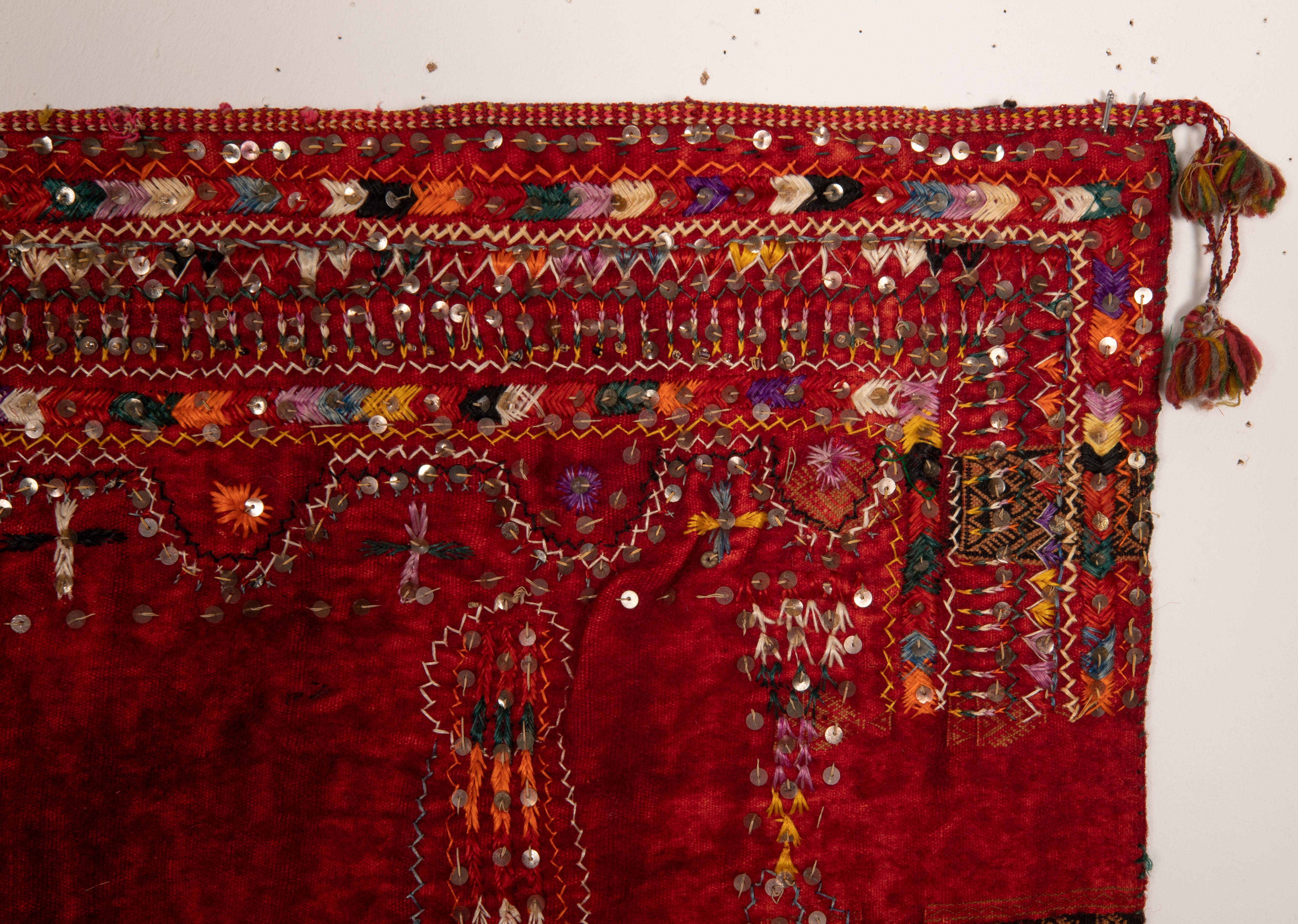 Embroidered Tunisian Wool Wedding Shawl, Early 20th C. For Sale